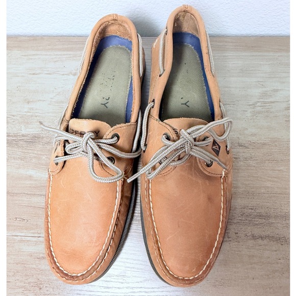 Sperry Top-Sider Mens 10 M Tan Leather Boat Shoes Deck Loafers - Picture 2 of 7